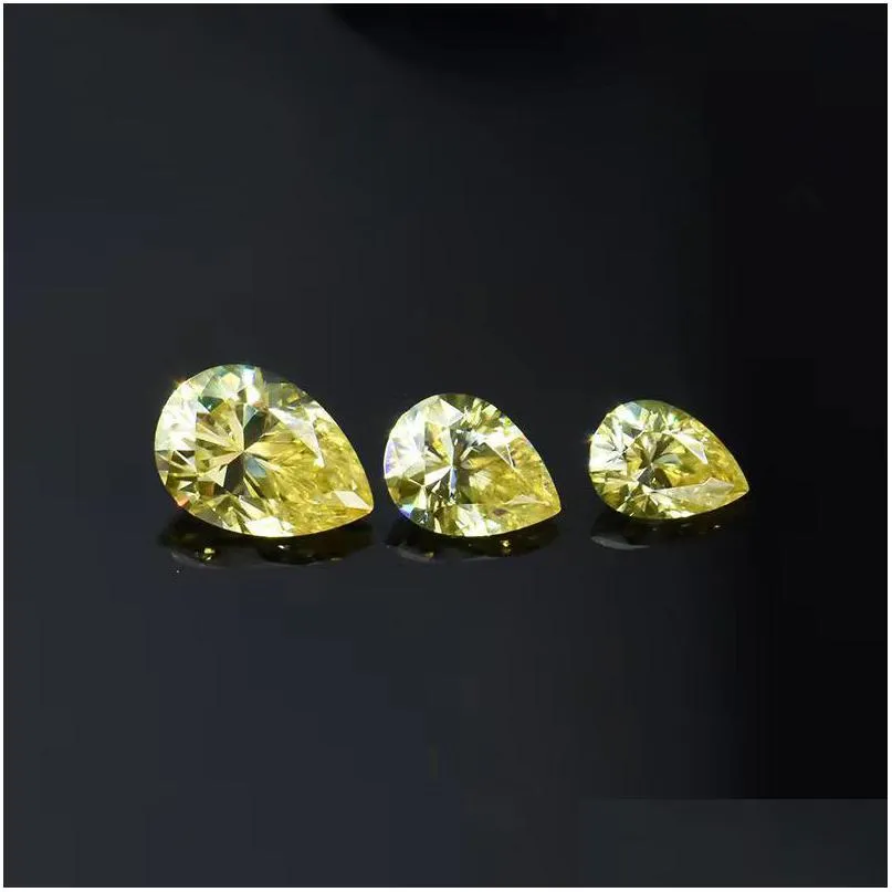 other real yellow color vvs1 pear cut moissanite loose stones diamond test pass synthesis gemstones for diy jewelry makingother