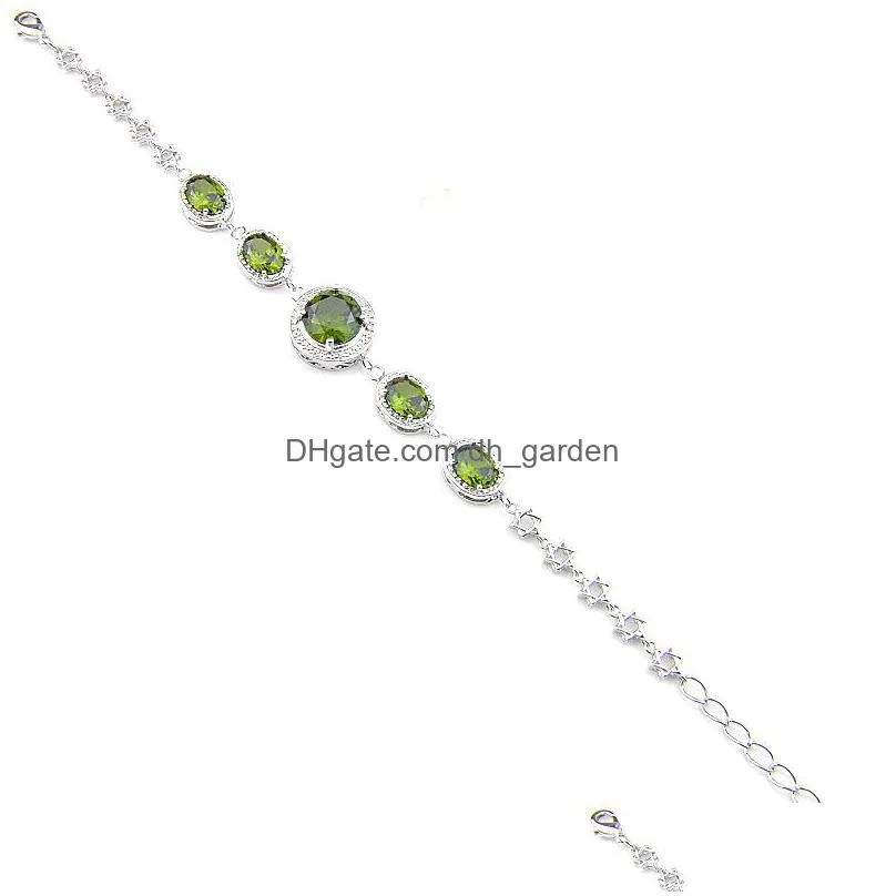 luckyshine 925 sterling silve plated for women fashion green zircon charm bracelet weddings party bracelets s 8