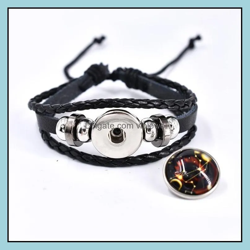 luminous 12 constellation bracelet mens bracelets fashion leather bangles couple jewelry for woman man gifts