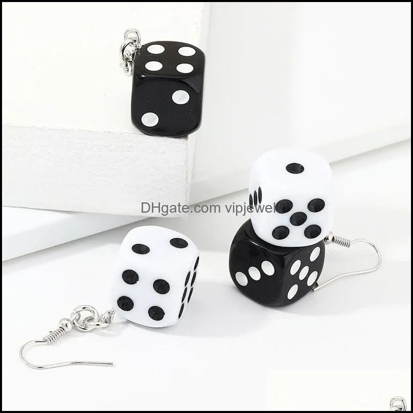 personality funny acrylic 3d dice earrings dangle cool punk drop earring tassel women men jewelry