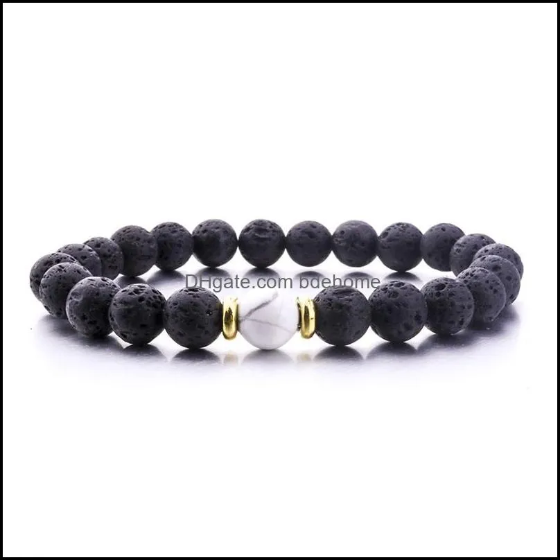 silver gold color natural black lava stone turquoise tigers eye bracelet vaolcano stone aromatherapy essential oil diffuser bracelet