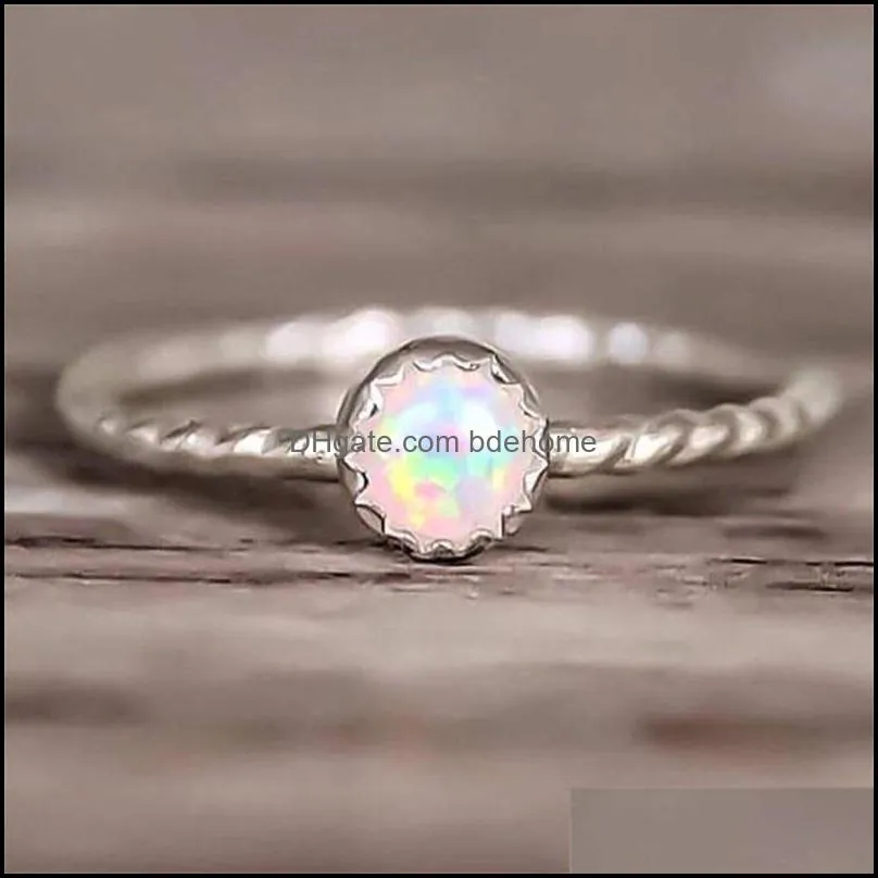 wedding rings minimalist female white opal stone ring charm silver color thin for women dainty bride round engagement 3397 q2