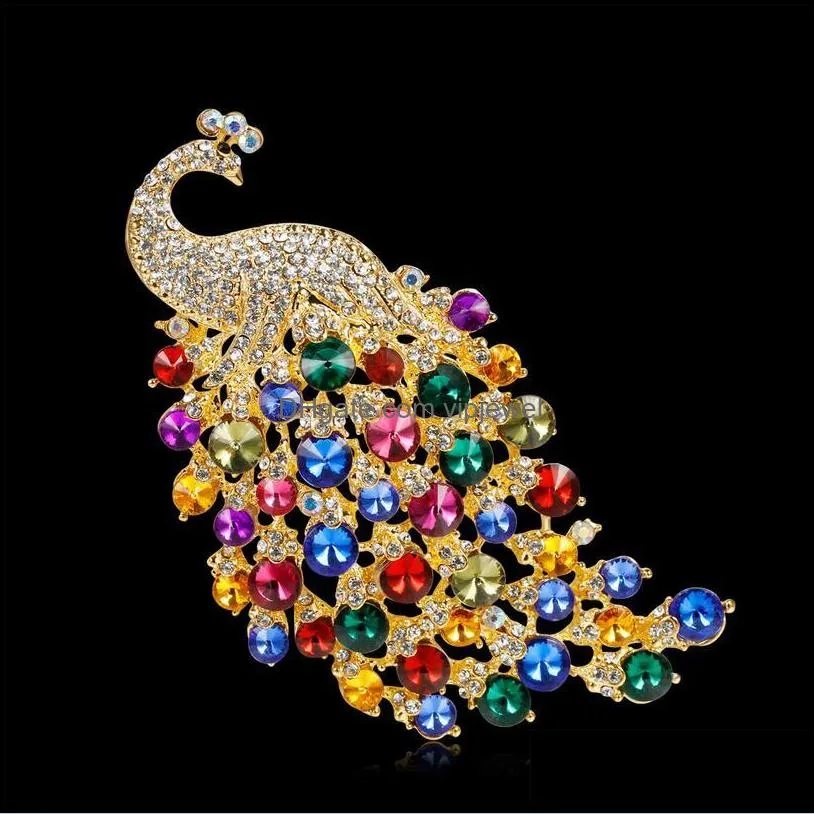 fashion rhinestone peacock bird brooches women beauty animal weddings party office brooch pins gifts