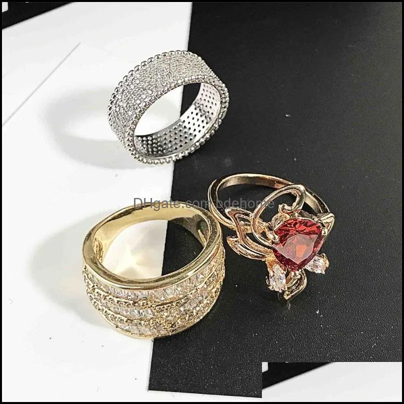 silver gold ring colorful rhinestone fashion bling bling crystal rhinestone high quality korean jewelry wholesales