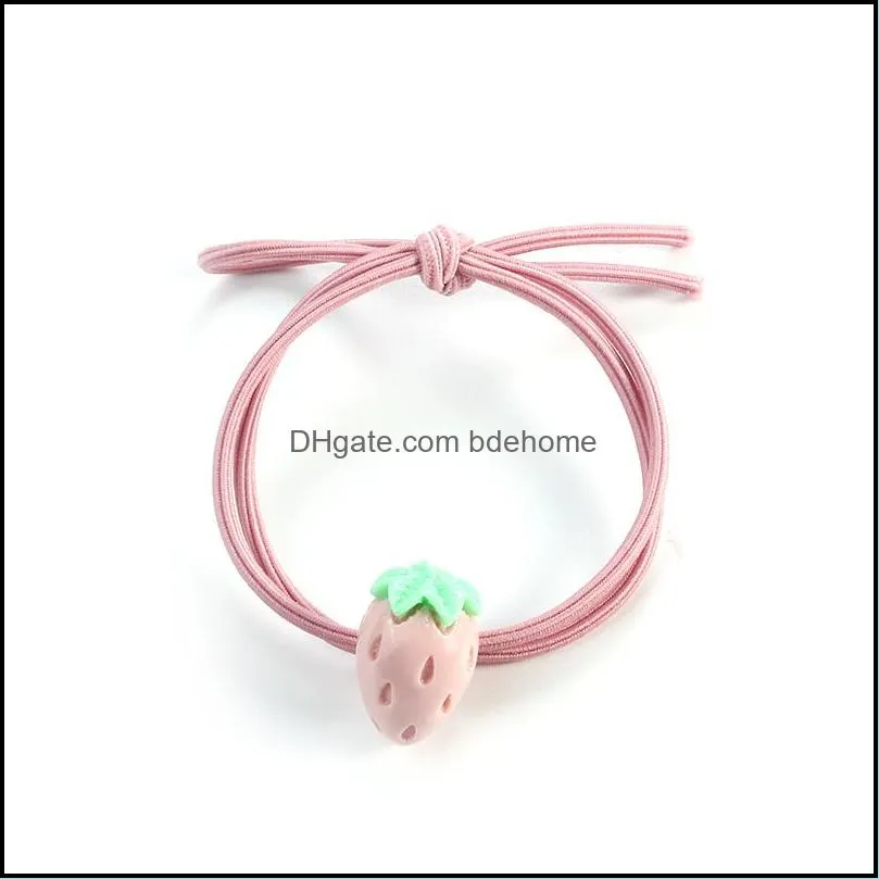 cute elastic hair bands strawberry fruit ponytail high elasticity women girls kids hairband children rubber 5 colors