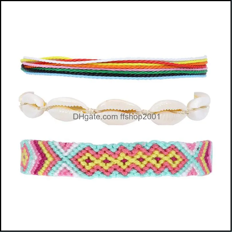 bohemian braided shell bracelet unisex handmade multi color woven bangle summer beach adjustable for women jewelry q582fz