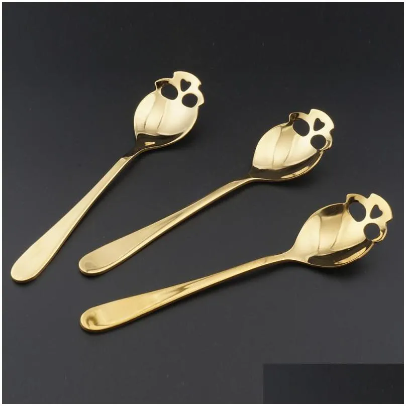 stainless steel skull shape coffee spoon kitchen supplies long handle teaspoon drink tableware coffee spoon kitchen accessories