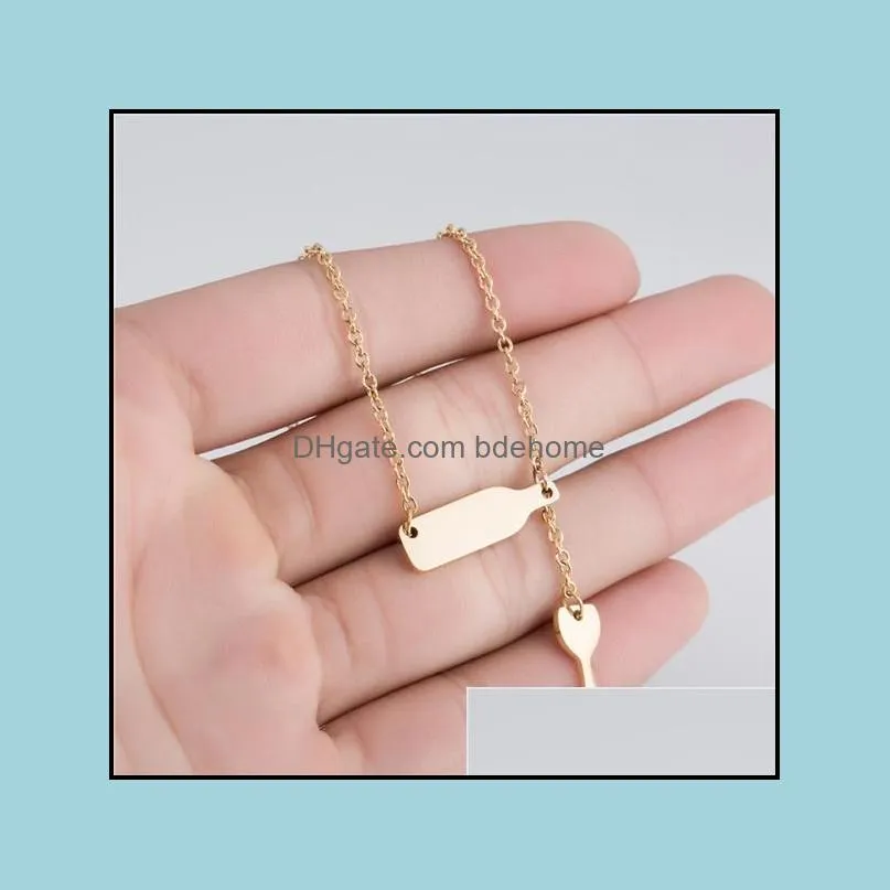 stainless steel bottle wine cup necklace gold silver color fashion jewelry gift pendant necklace for women