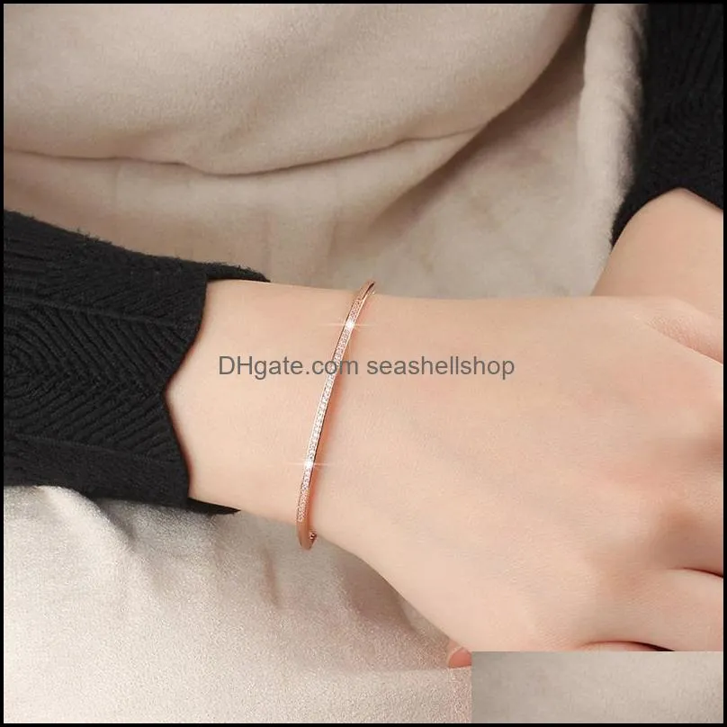 adjustable rose gold bracelet bangle for women girls captivate bar slider bracelet cz zircon gold bracelets fashion jewelry