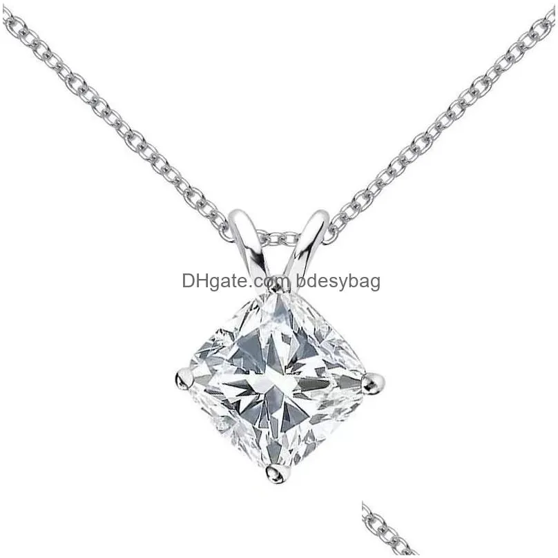 other trendy 925 sterling silver 1ct d color vvs1 cushion cut moissanite necklace for women jewelry pass diamond with gra giftother