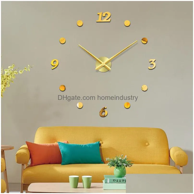 wall clocks 48 large 3d diy clock modern design silent big digital acrylic self adhesive sticker for living room decor