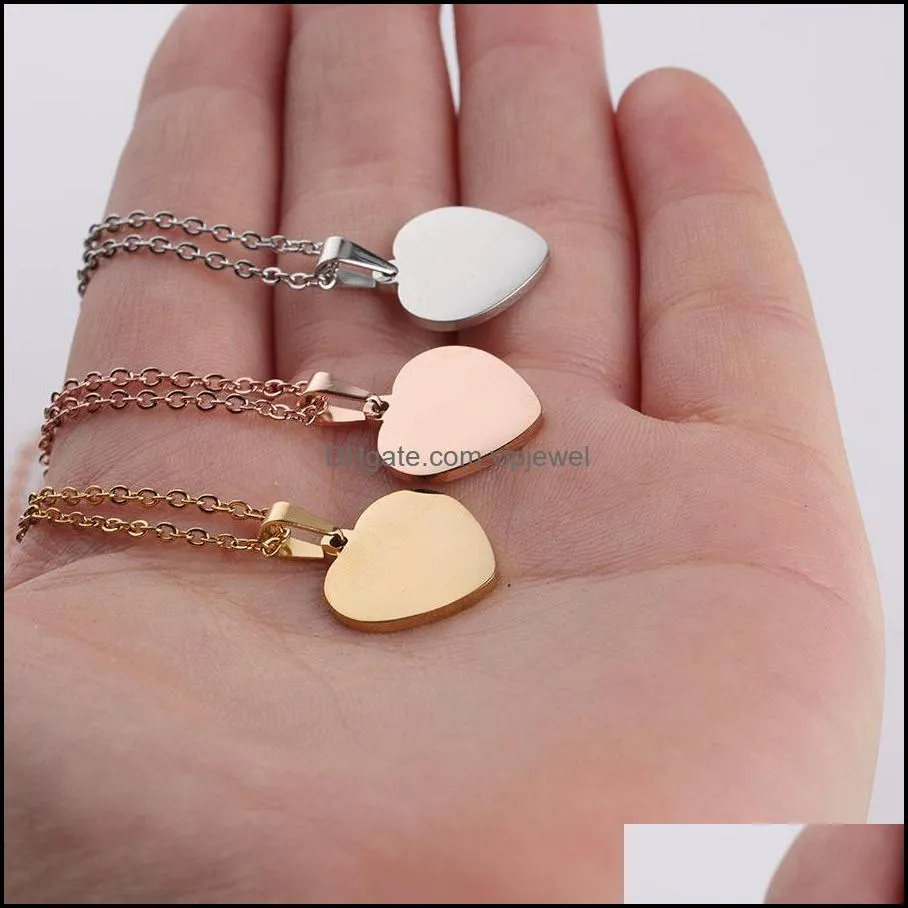 stainless steel heart pendant necklace fashion blank love hear necklace for women mother daughter jewelry gold necklaces for buyer