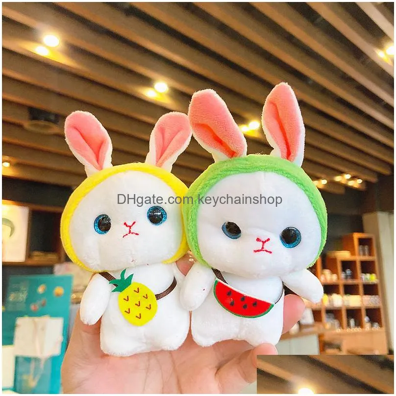 stuffed bunnies doll keyrings rabbit key chains rings jewelry accessories soft plush animal toys for women lover bag charm cartoon pendant car keychains holder