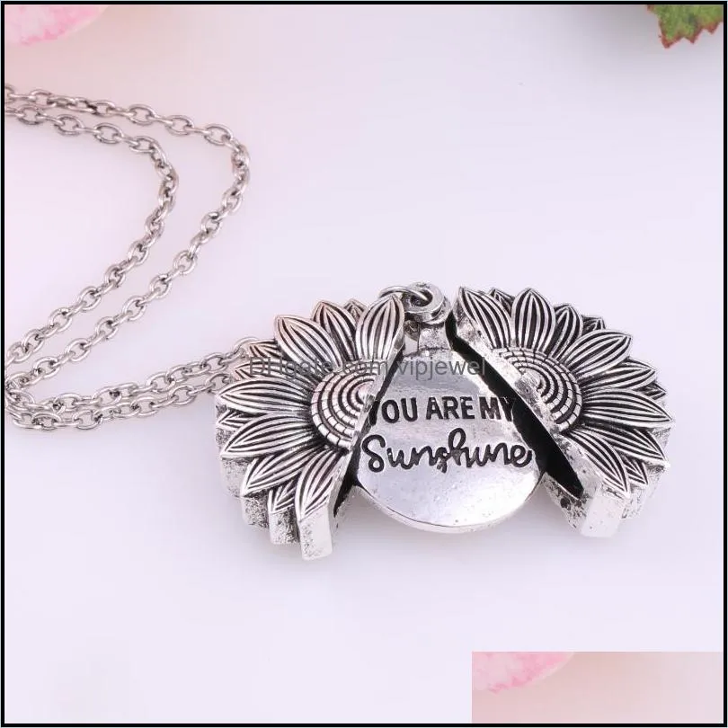 vintage sunflower necklaces for women stainless steel open locket you are my sunshine sunflowers necklace birthday gift boho jewelry