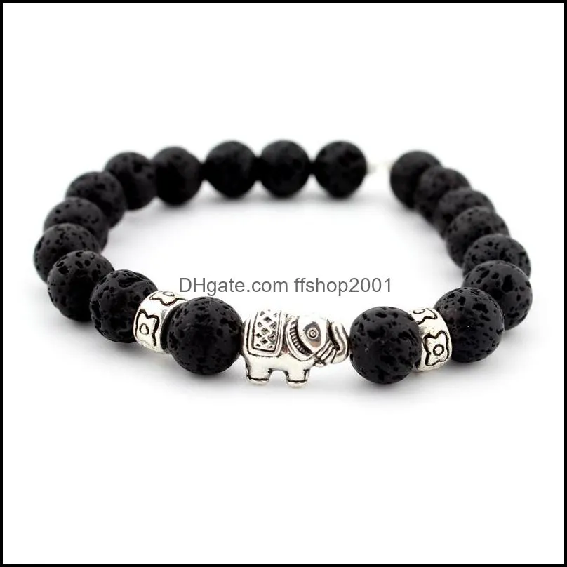elephant gift natural stone bracelet bangle for women men yoga beads fashion jewelry charm elastic bracelets dhs b335s f