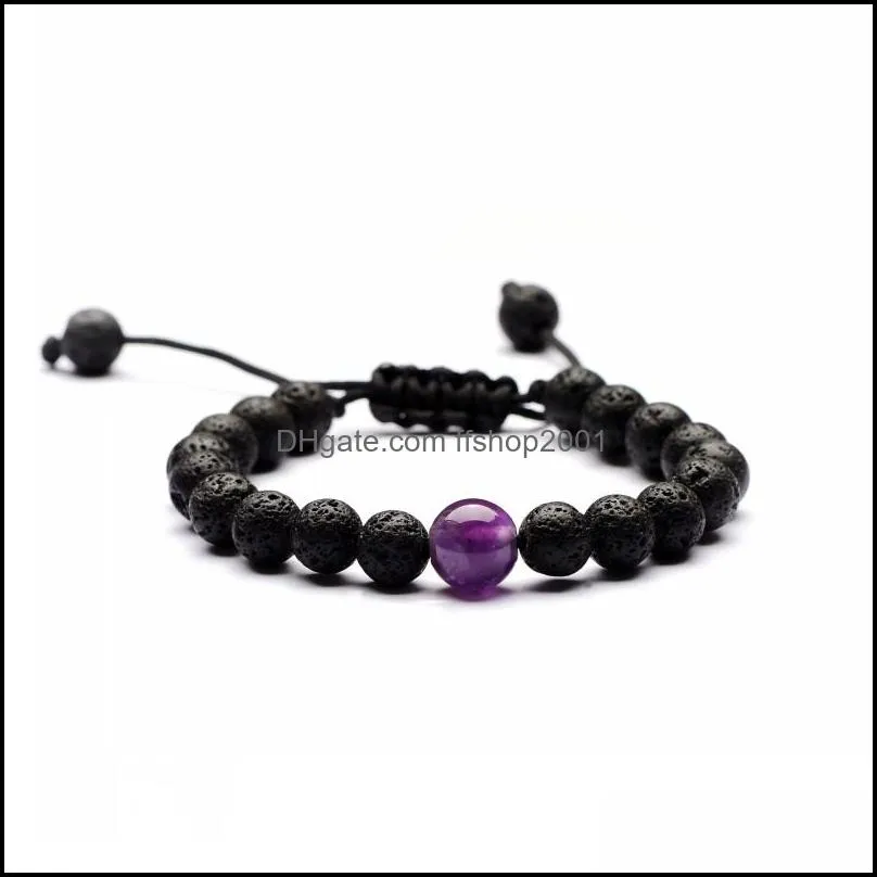 natural volcanic stone bracelet 7 chakra yoga beads essential oil diffuser bracelets for women men fashion jewelry dhs m195r