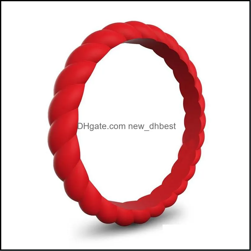 10 color/lot women wedding silicone band rings solid color twisted flexible comfortable pinky finger ring for men s engagement jewelry