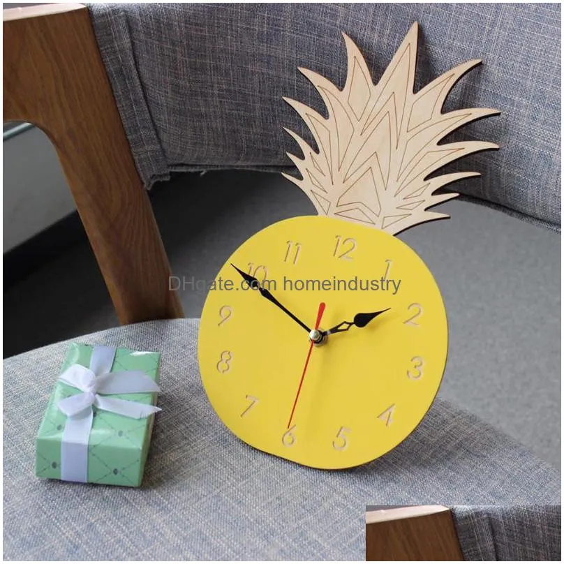 wall clocks clock cartoon acrylic pineapple fruit arrical 11inch creative living room mute watch horlog