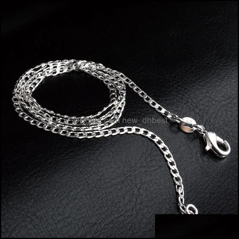 2mm 925 sterling silver side chains 16 18 20 22 24 26 28 30 inches silver plated necklace for women female fashion jewelry