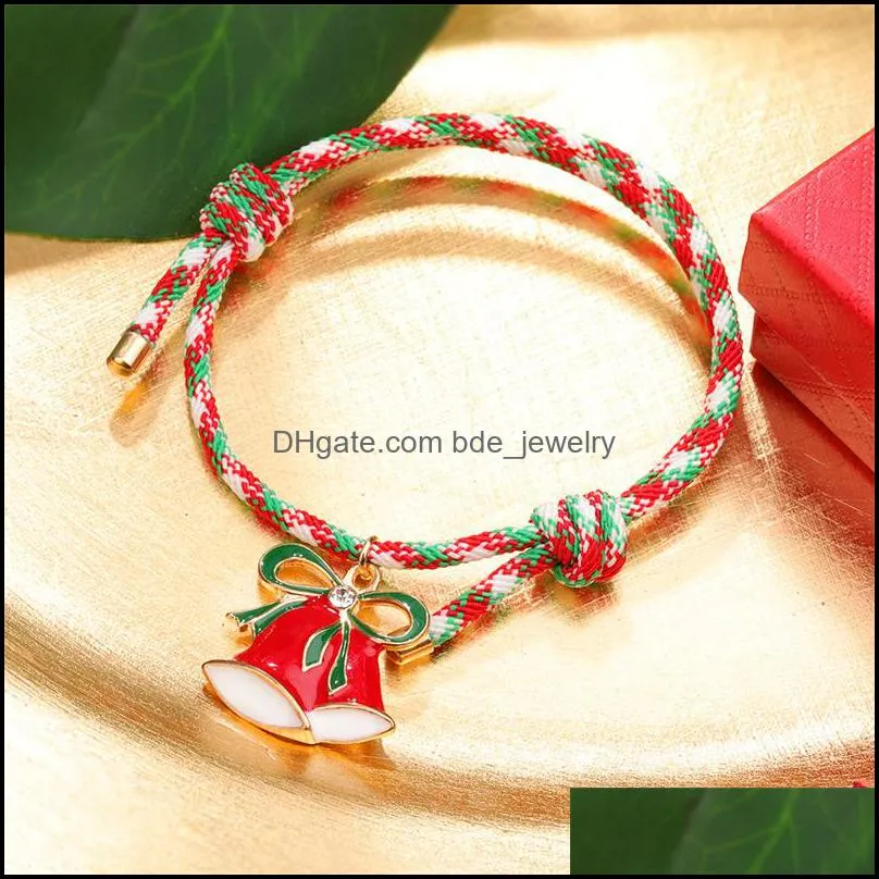 handmade christmas charm braided chain bracelet for women men snowflake stanta xmas tree adjustable friendship bracelets happy year