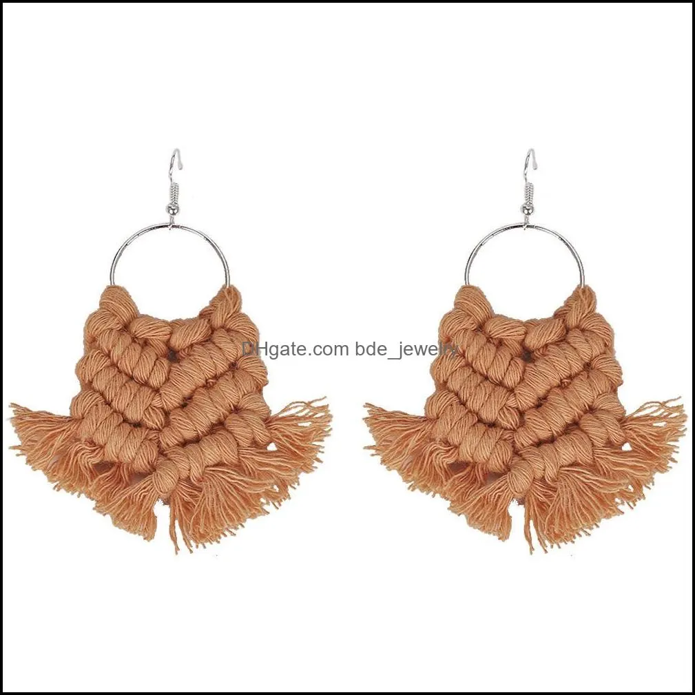 2020 colorful ethnic bohemian tassel earings for women girl handmade heart shape big hoop statement dangle earrings fashion jewelry