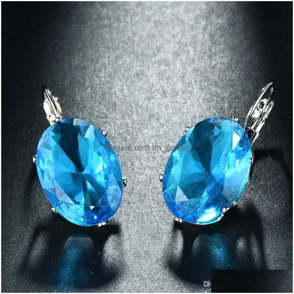 luckyshine 19x14 mm high quality cubic zirconia earring swiss bluetopaz dangle earrings silver women earring 