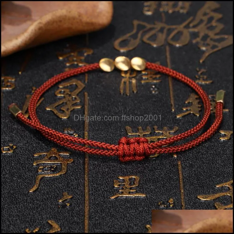 creative irregular copper beads bracelets adjustable colorful rope bangle handmade woven bracelet for women girls jewelry dhs