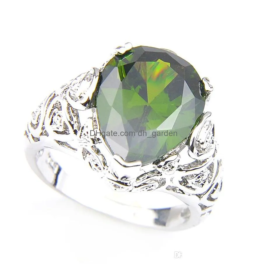 10 pcs/lot womens wedding jewelry rings est drop green peridot gems 925 sterling silver plated high quality ring jewelry gift