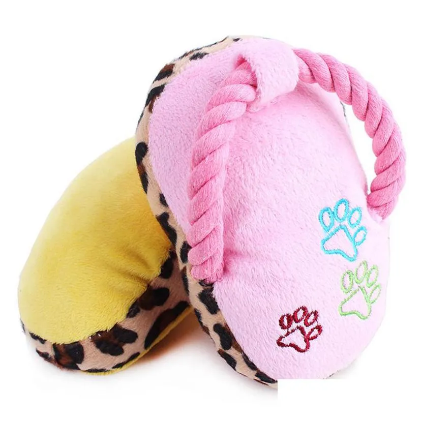 cute puppy magnetic dog toy pet chew play squeaker sound plush slippers bread shape gift plush slipper shape toy for puppy