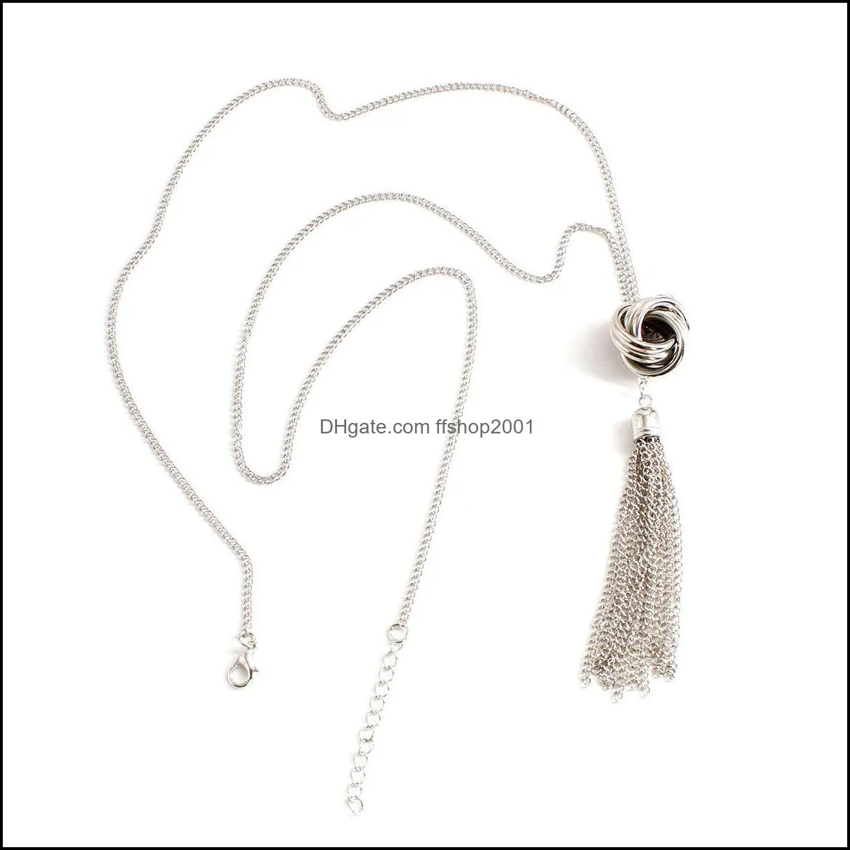 twisted double circle pendant necklace long tassel necklaces silver glod sweater charm chain for women fashion jewelry o124fz a