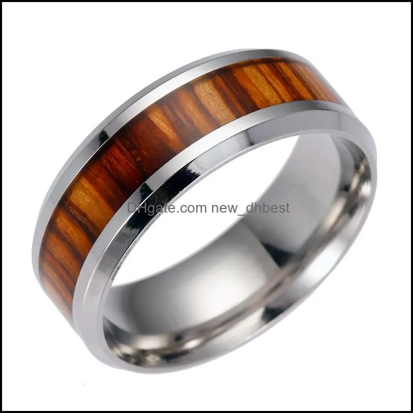 stainless steel mens wood rings high quality men s wooden titanium steel ring for women fashion jewelry in bulk