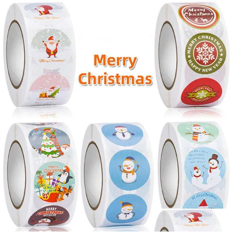 1 inch merry christmas diy handmade sticker package thank you label sealing stickers party snowman adhesive seal labels stationery sticker