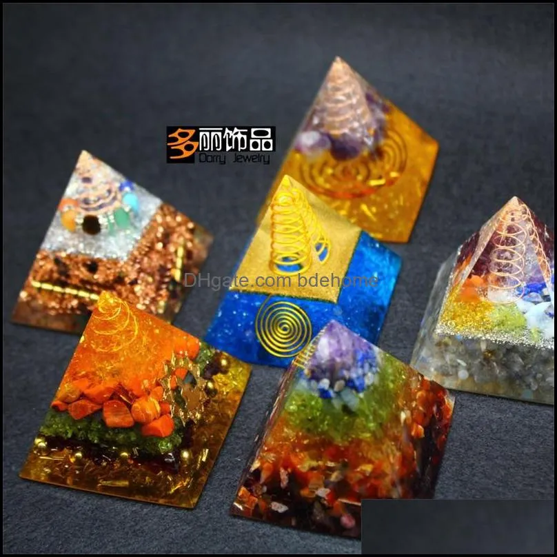 50x50 pyramid crystal colorful crushed stone bags orgonite ornaments adult jewelry display put women gift 41mn q2