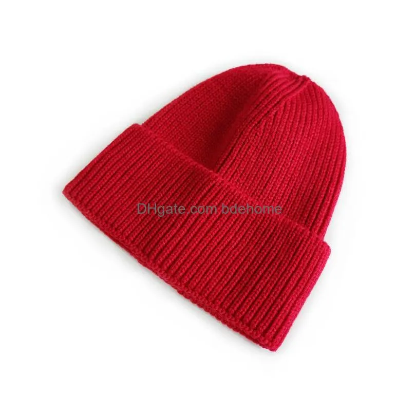 autumn winter adult knitted hat candy color caps man women knitting skull beanies warm hats