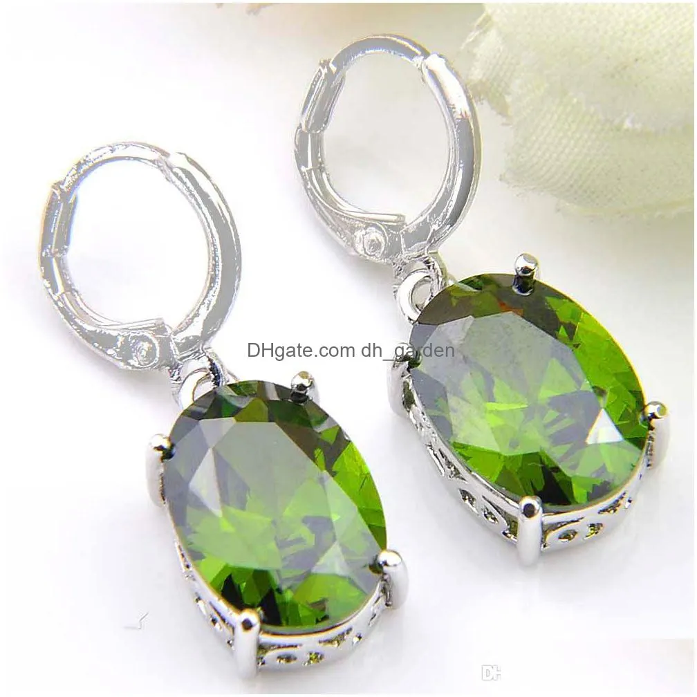  est jewelry colorful oval morganite kunzite garnet earrings silver gorgeous for women jewelry drop earrings 