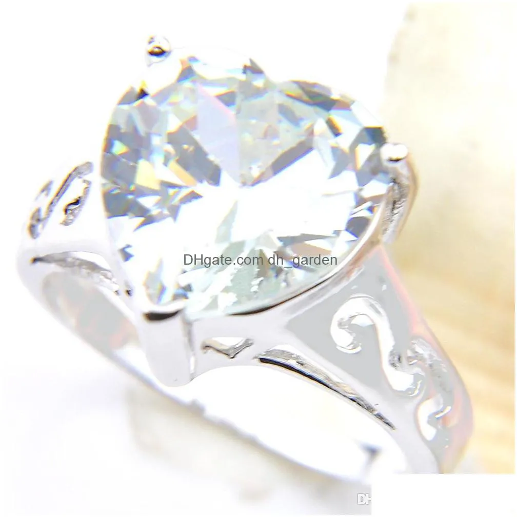 quality 925 silver wedding rings cut heart white topaz gems for women fashion engagement gift jewelry rings