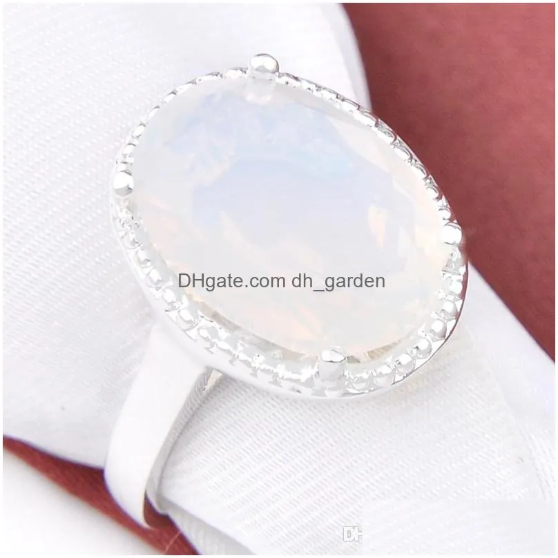  s wedding rings white oval moonstone gems 925 sterling silver plated for women rings 