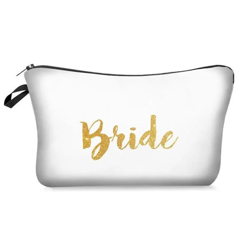 printed bride cosmetic bag bridesmaid gift wedding decoration bachelorette party bridal shower team bride gift party favor