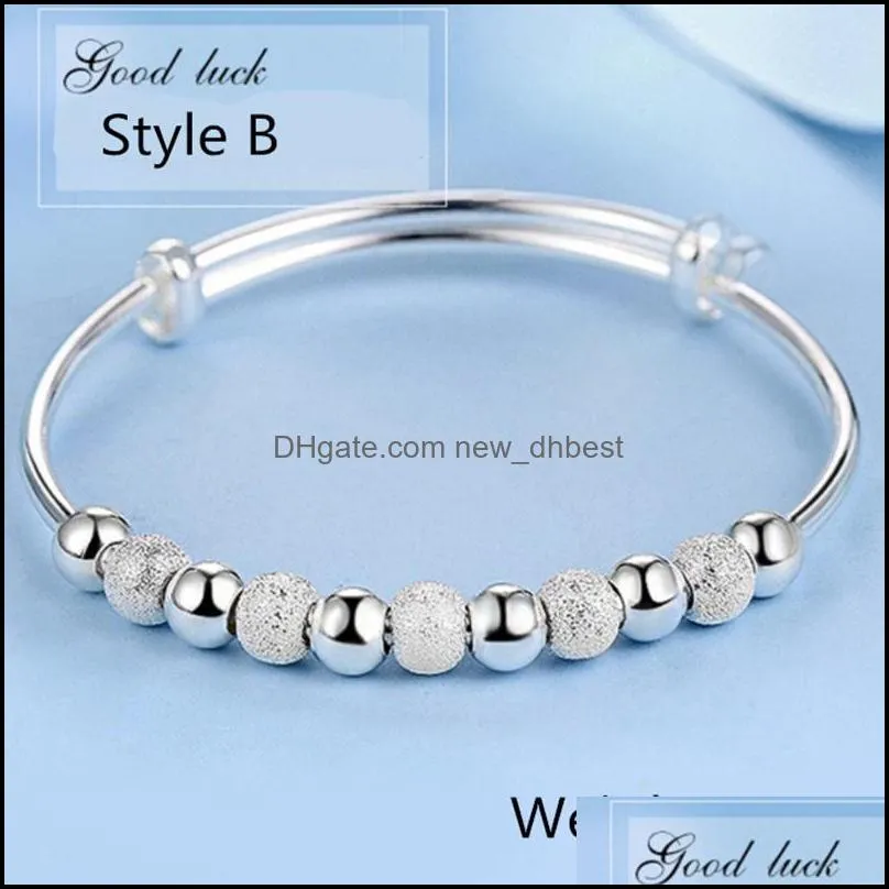 nine transfer beads bracelet transit fortune silver plated wire bracelets bangle fashion jewelry gift wholesale