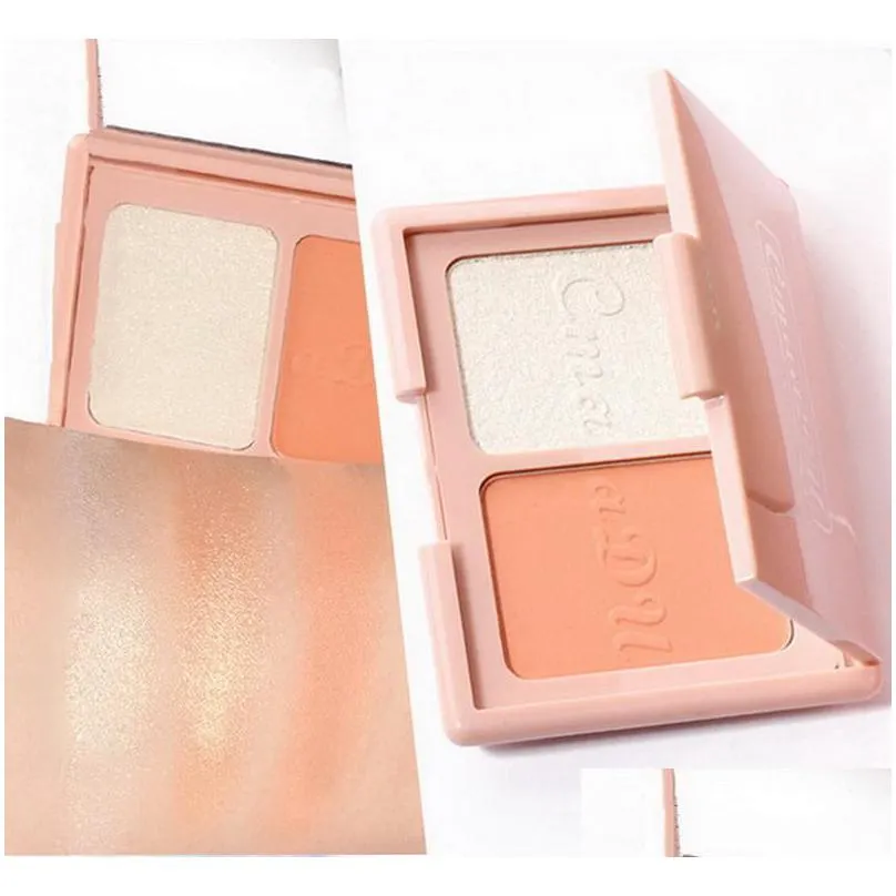 cmaadu two tone pink blush highlight powder contouring palette dlicate natural modify the face slightly drunk nude repair makeup