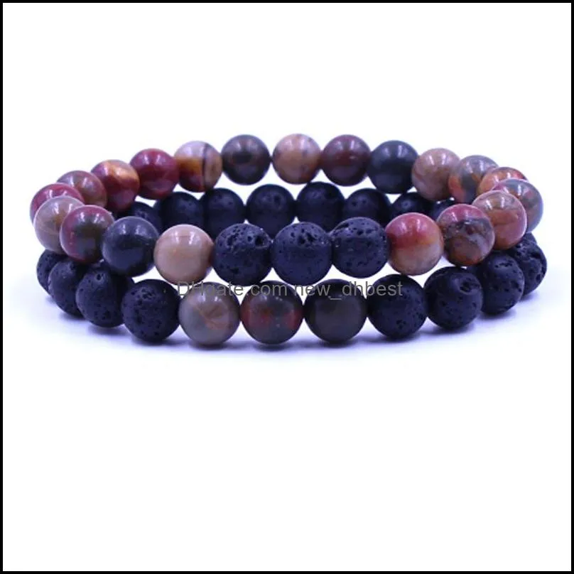 women men natural lava rock beads chakra bracelets healing energy stone meditation mala bracelet fashion  oil diffuser
