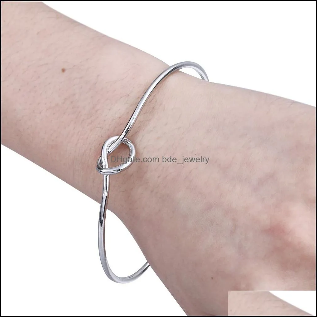 fashion tie knot bracelet bangles simple twist cuff open bangles bridesmaid jewelry adjustable bangle for women party wedding diy