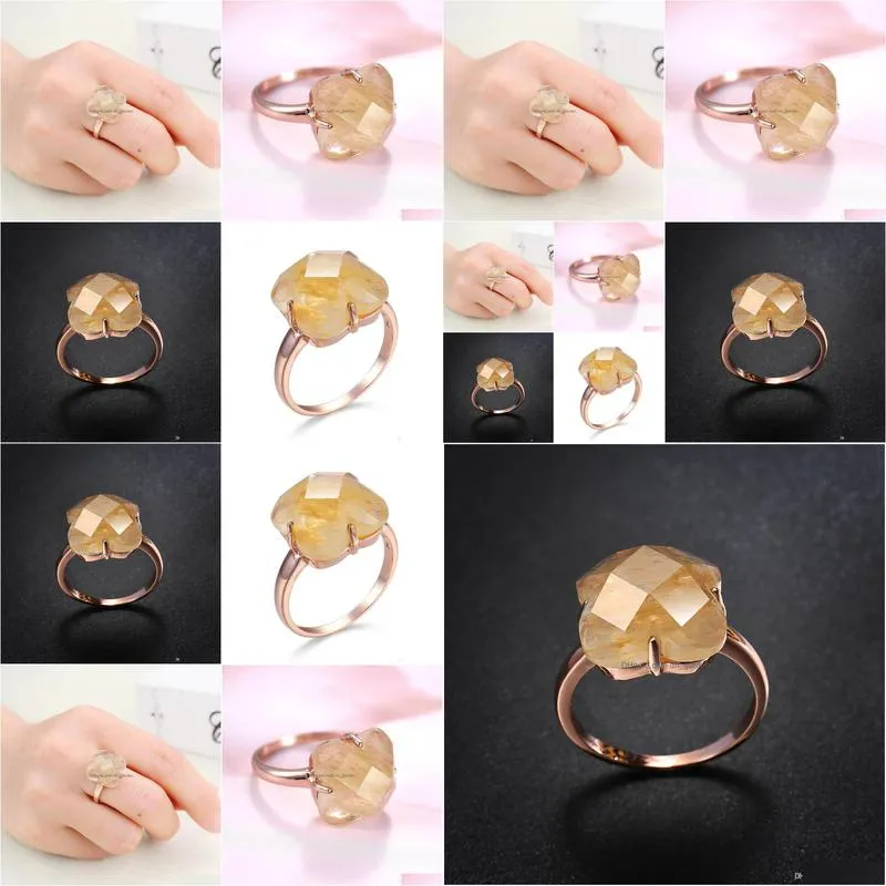 2018 european fashion high quality rose gold natural zircon lady holiday gift jewelry silver rings 6 7 8 9