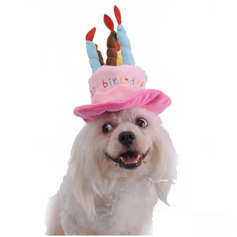 cute pets dog cats birthday caps adjustable corduroy colorful candles small medium dog hat puppy cats cosplay costume headwear