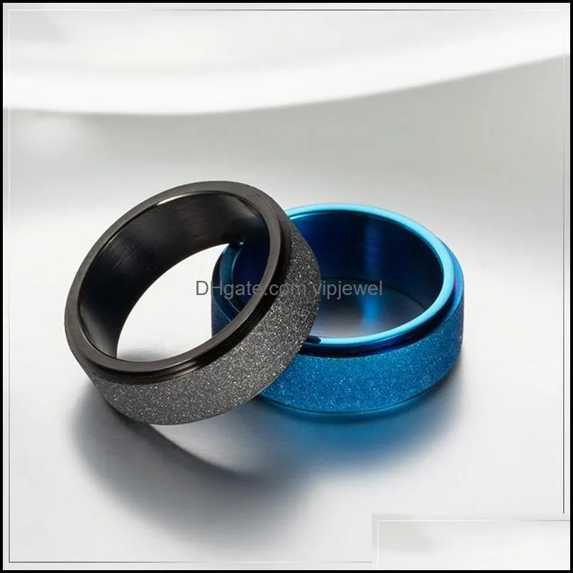 8mm sandblast wedding rings for men women stainless steel black blue gold engagement promise ring fashion jewelry accessories 