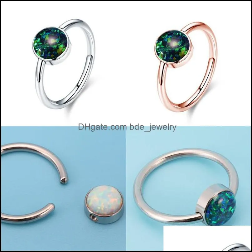 fashion opal rings for women stainless steel detachable finger ring creative girls party wedding jewelry lover gift