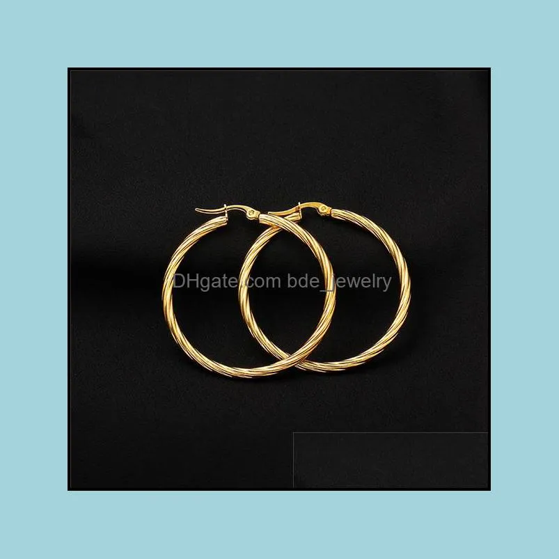 4.5cm fashion carved earrings for women temperament stainless steel earrings party wedding golden hoop earrings