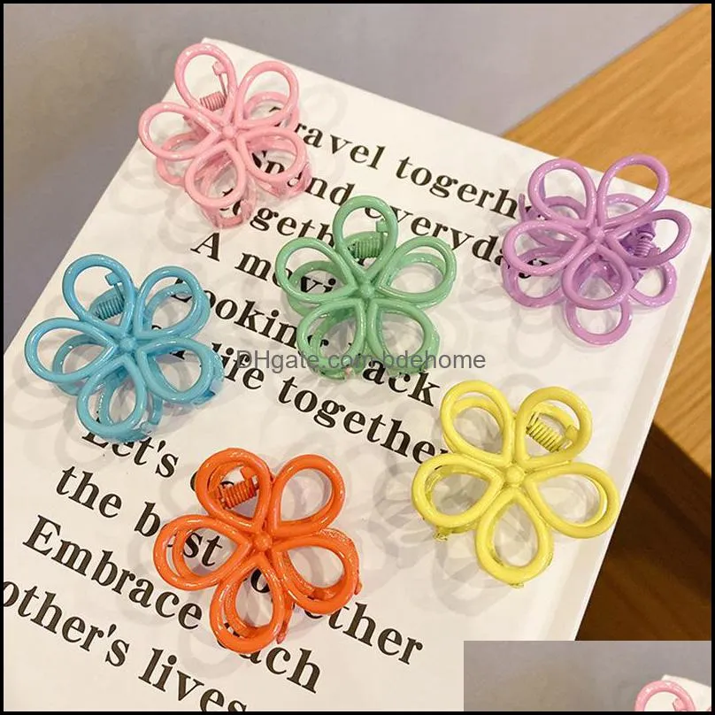 fashion women girls small hair claw cute candy color flower hair jaw clip girls hairpin hair accessories 2209 t2