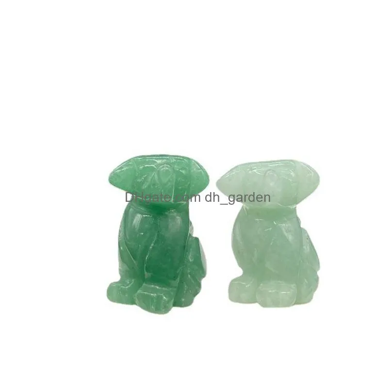 natural quartz stone carving mini dog puppy shape crystal healing decoration animal ornaments crafts 1416mm