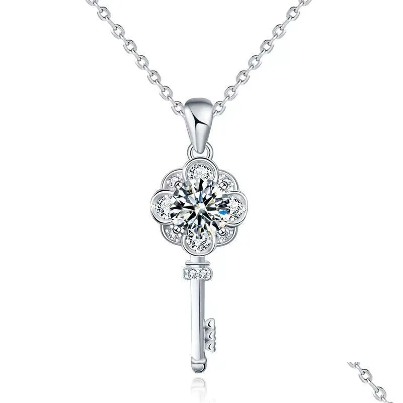 other trendy 1 d color moissanite key necklace women jewelry 100 925 sterilng silver vvs pendant neckklace giftother